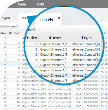 NetVizura MIB Browser - SNMP request table - ifTable